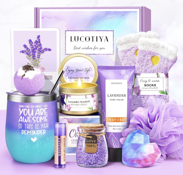 LUCOTIYA Gifts for Women, Mother's Day Gifts Basket for Woman Birthday Wine Tumbler Self Care Package Gift for Mom, Bestie, Her, Sister, Wife, Auntie Thank You Gift for Women Teacher Appreciation